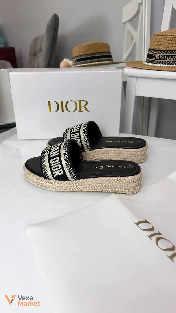 Dior шльопки текстиль солома 37-40 — фото 2