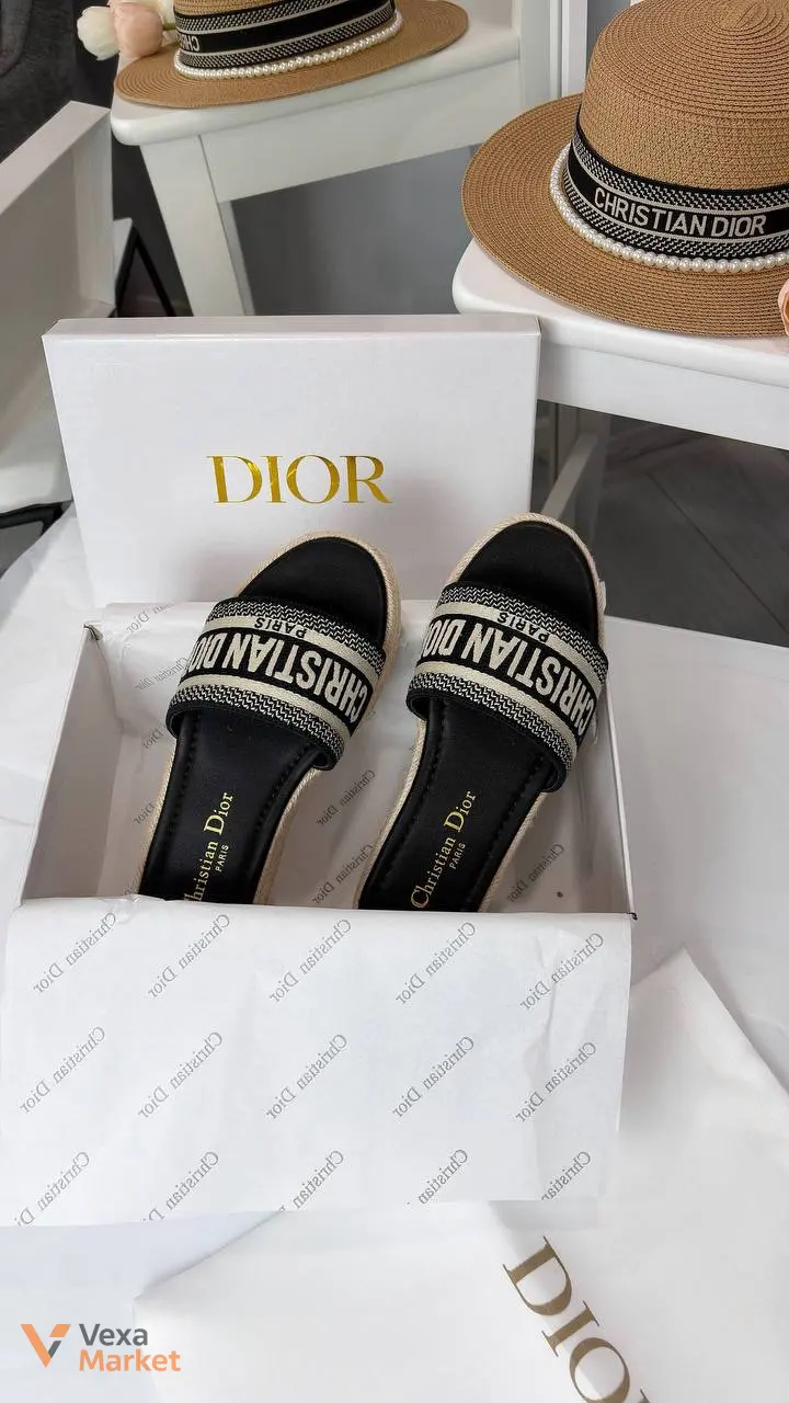 Dior шльопки текстиль солома 37-40 — фото 4