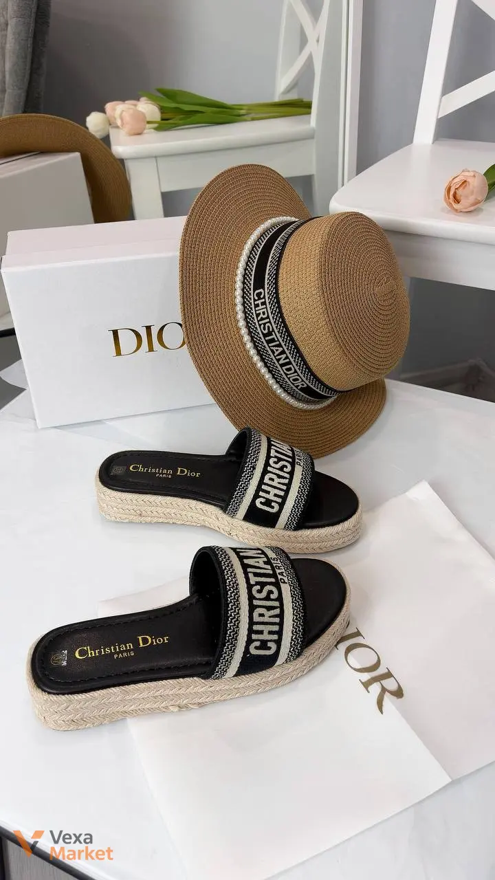 Dior шльопки текстиль солома 37-40 — фото 5
