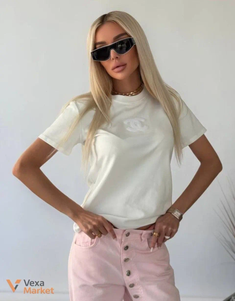 Футболка CHANEL біла/чорна