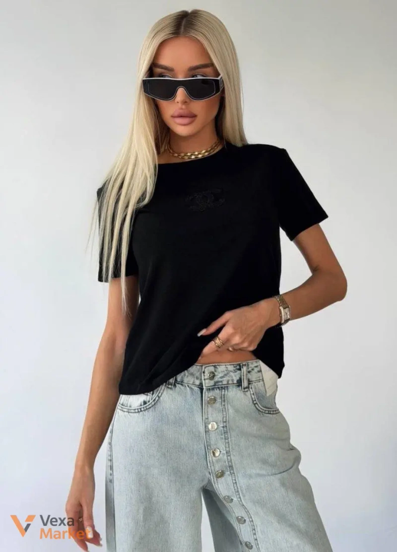 Футболка CHANEL біла/чорна — фото 4