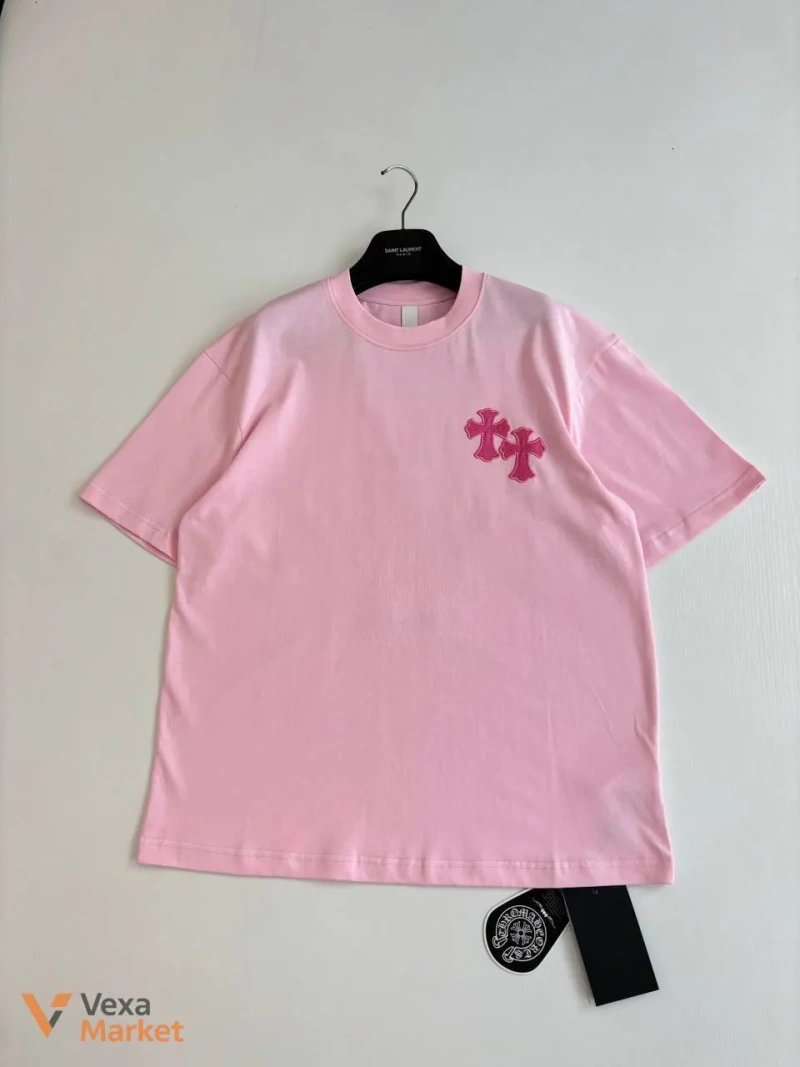 Футболка Chrome Hearts Cross Patch рожева — фото 3