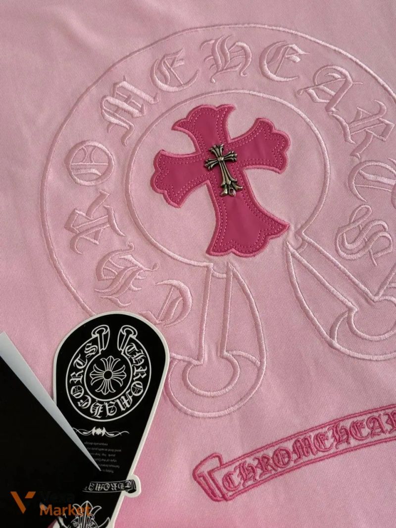 Футболка Chrome Hearts Cross Patch рожева — фото 6