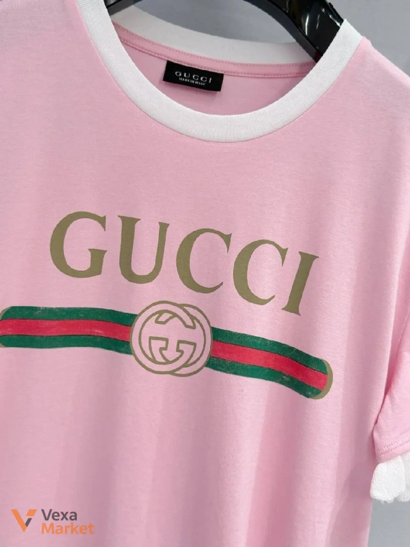Футболка GUCCI Premium розовая размер SM — фото 3