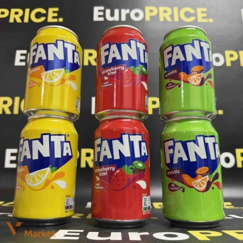 Газований напій Fanta Lemon, Strawberry Kiwi, Exotic 330мл