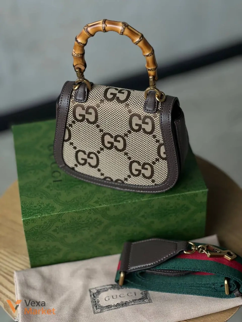 Gucci Bamboo Mini сумка шкіра канва — фото 4