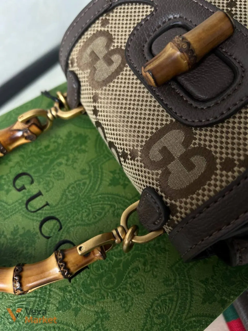 Gucci Bamboo Mini сумка шкіра канва — фото 5