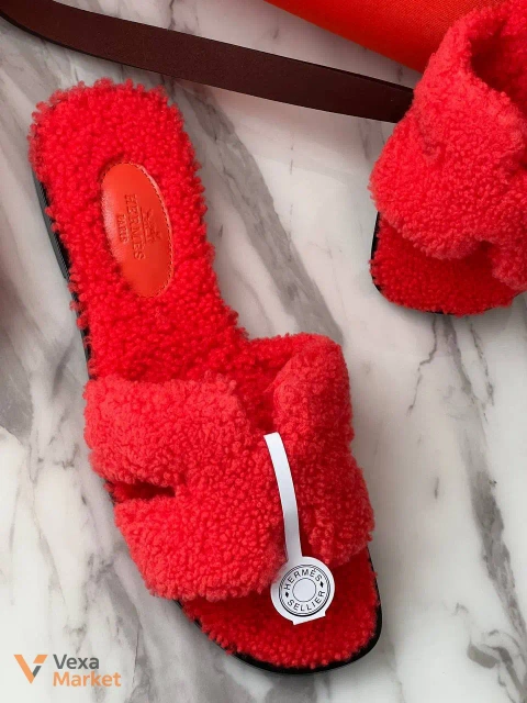 Hermes Oran женские шлепанцы натуральный мех