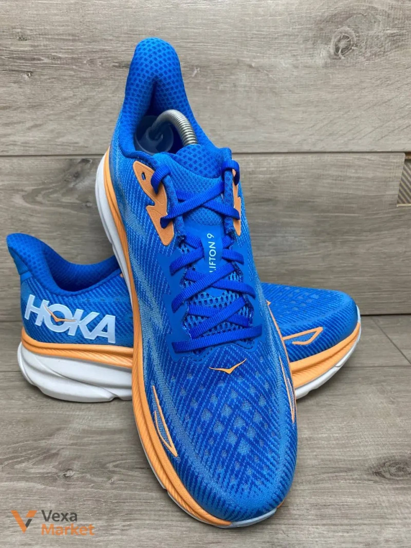 Hoka Clifton 9 синие/оранжевые мужские кроссовки размер 46.5 — фото 3