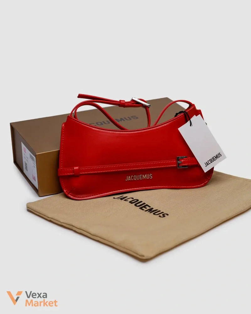 Jacquemus Le Bisou Ceinture Shoulder Bag Red Leather — фото 6