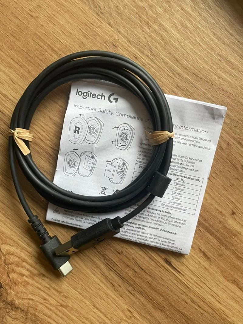 Кабель USB-C для зарядки Logitech G733 Lightspeed/G PRO X, чорний, 1.8м — фото 5
