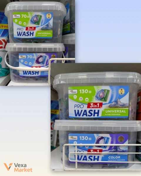 Капсули для прання Pro Wash 3-в-1 Universal та COLOR, 70 шт, 130 шт