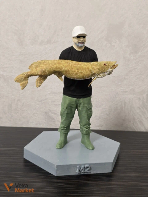 Кастомна 3D статуетка людини з рибою