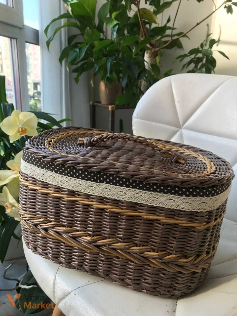 Хлібниця з паперової лози з бавовняним чохлом 32 × 22 × 17 см