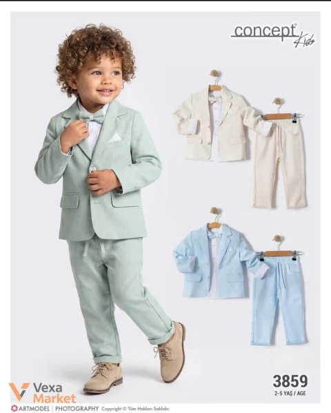 Класичний костюм-трійка для хлопчика Concept Kids (сорочка, брюки, піджак, метелик)