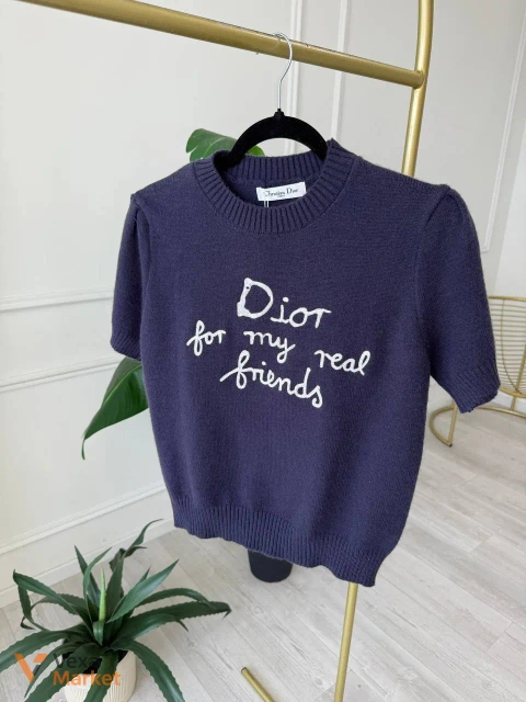 Кофточка Dior женская белая/синяя