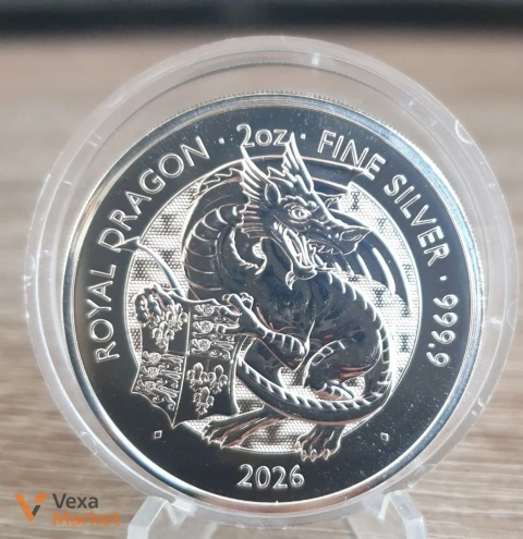 Королівський дракон 2 унції чистого срібла 999.9 Fine Silver 2026