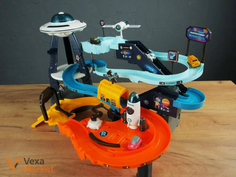 Космічний трек WToys з українським озвучуванням, 4 машинки — фото 3