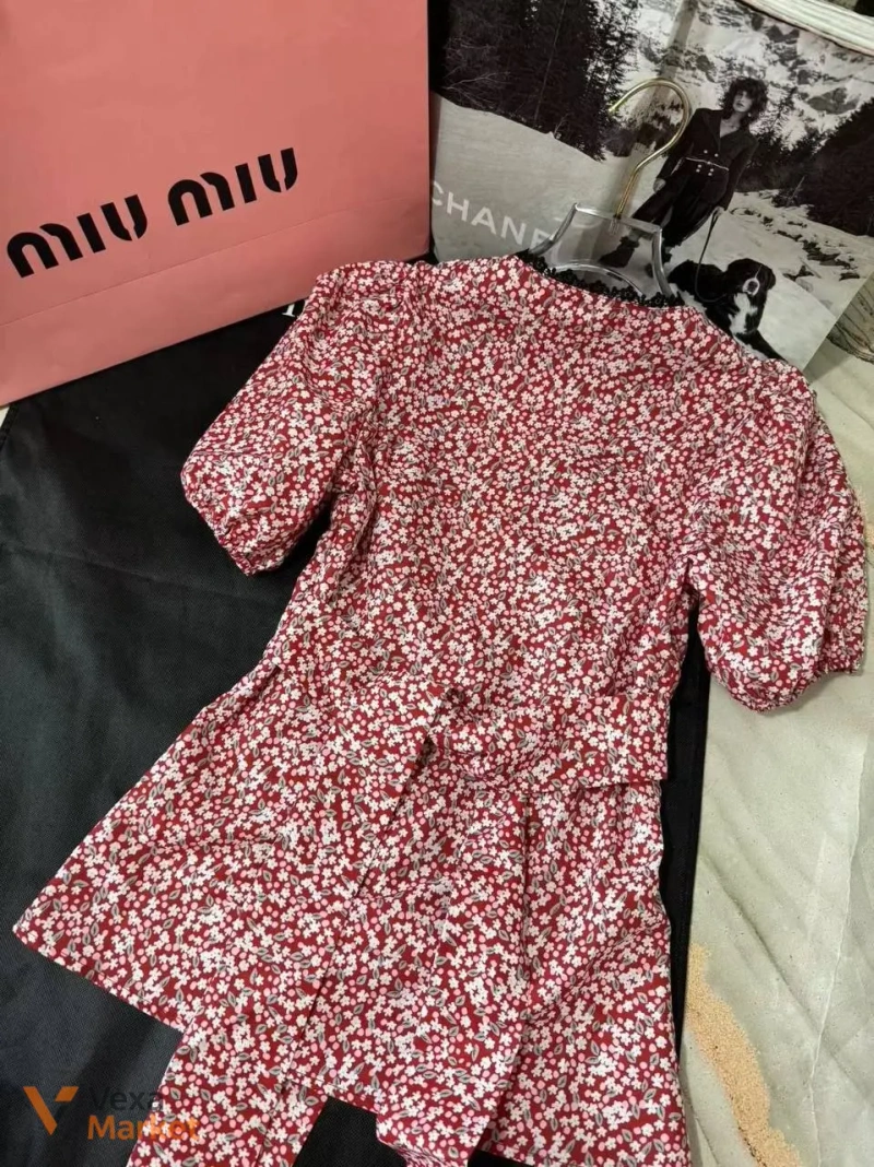 Костюм Miu Miu: сорочка з вкороченим рукавом та шорти, 100% бавовна, розміри S, M — фото 4