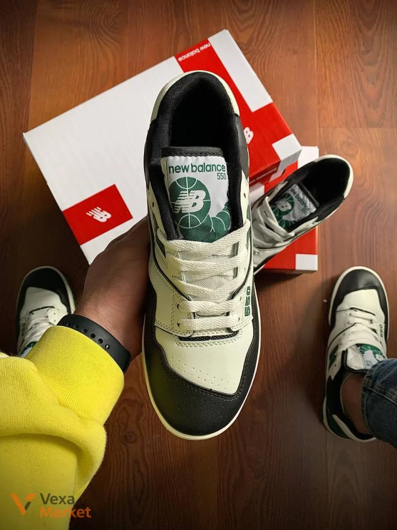 Кросівки чоловічі New Balance 550 Black & White & Green — фото 2