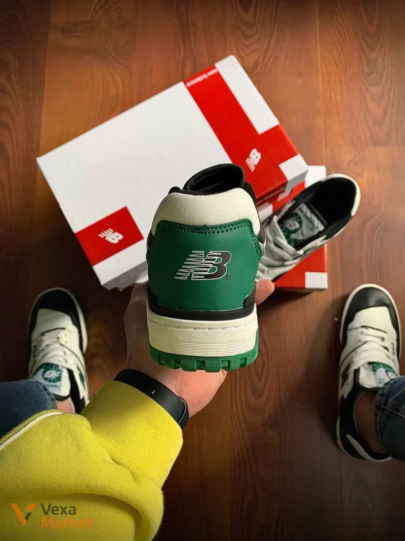 Кросівки чоловічі New Balance 550 Black & White & Green — фото 3