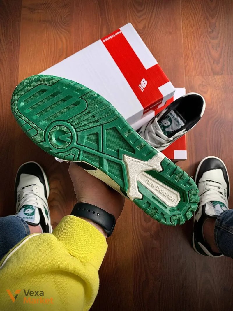 Кросівки чоловічі New Balance 550 Black & White & Green — фото 4