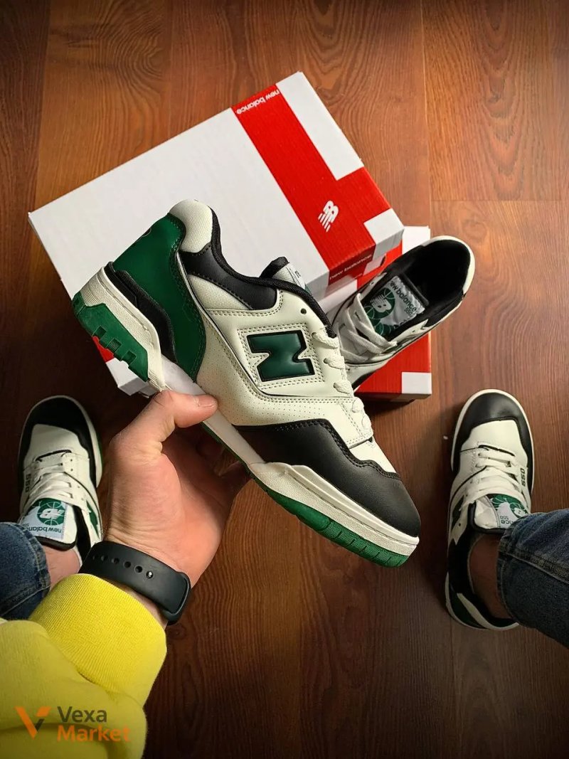 Кросівки чоловічі New Balance 550 Black & White & Green — фото 5