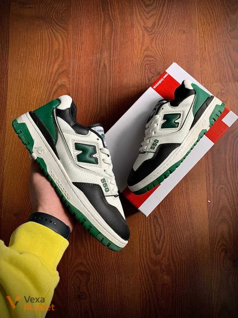 Кросівки чоловічі New Balance 550 Black & White & Green — фото 6