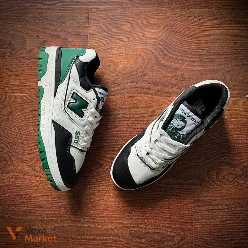 Кросівки чоловічі New Balance 550 Black & White & Green — фото 8