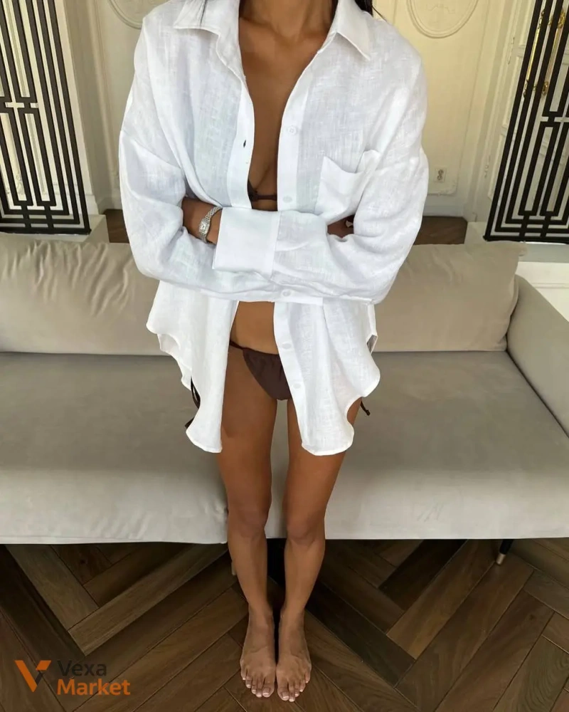 Лляна сорочка oversize білого кольору