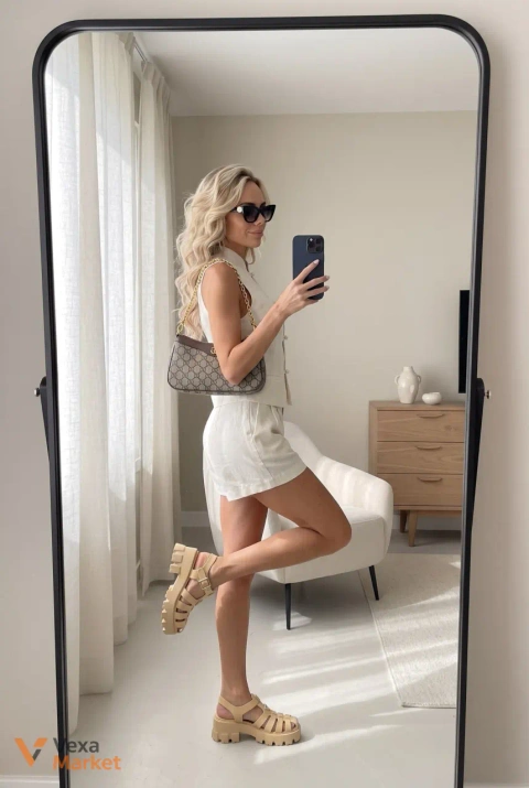 Лляний костюм (жилет + шорти) Мод. 1232