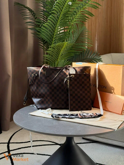 Louis Vuitton Neverfull сумка шкіра та канва