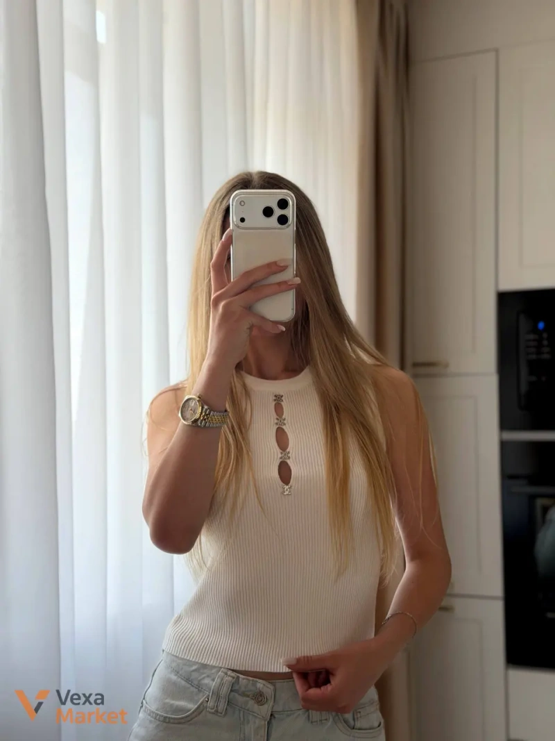 Майка Chanel жіноча біла та чорна — фото 3