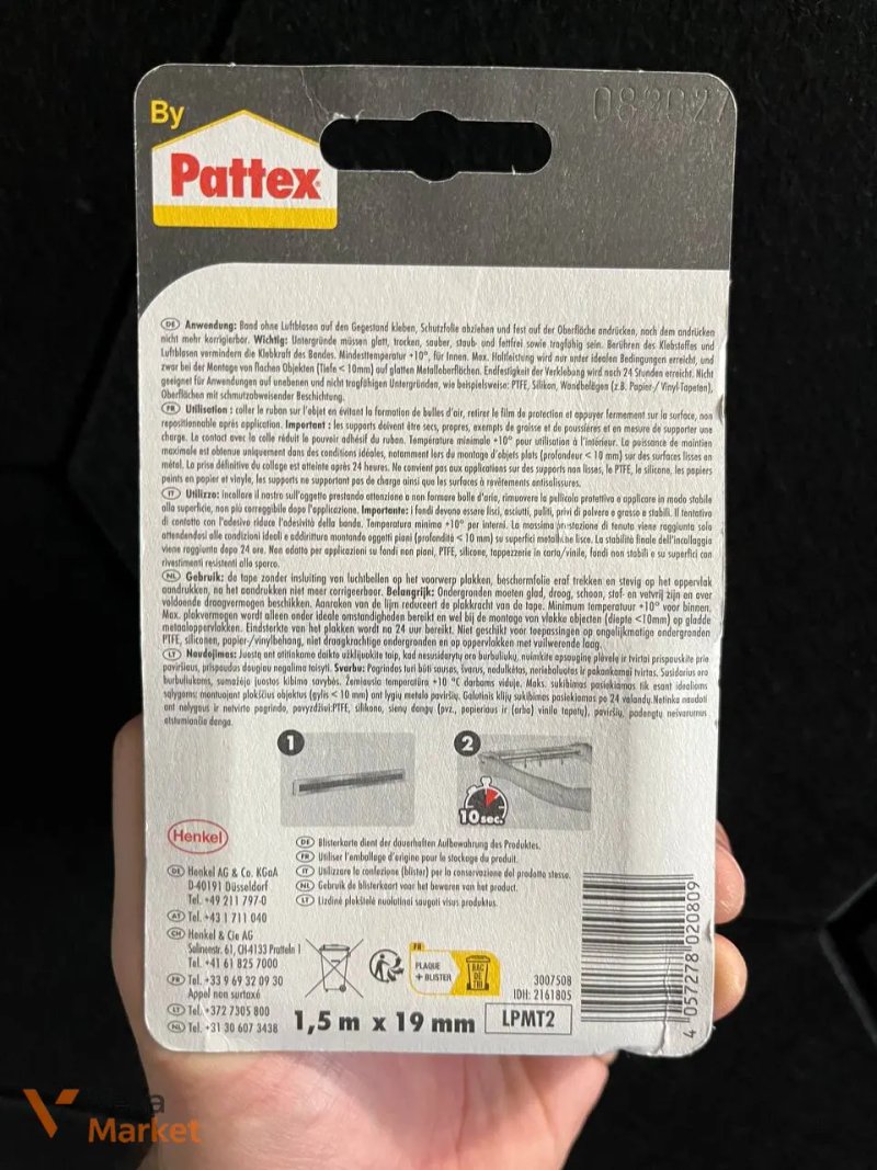 Монтажна двостороння клейка стрічка Pattex 75 кг 1.5 м × 19 мм — фото 2