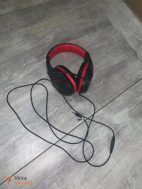 Наушники игровые черные с красным