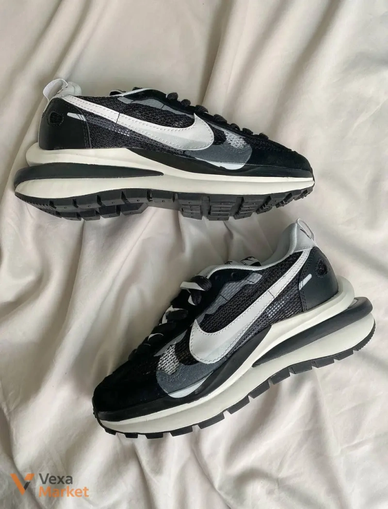 Nike Sacai Vaporwaffle кроссовки мужские черные замша/текстиль — фото 5