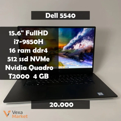 Ноутбук Dell Precision 5540 15.6" FullHD, Intel Core i7-9850H, 16GB DDR4, 512GB SSD NVMe, Nvidia Quadro T2000 4GB