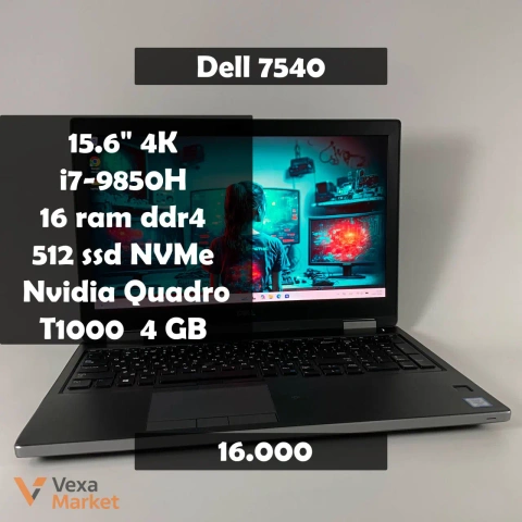 Ноутбук Dell Precision 7540 15.6" 4K, Intel Core i7-9850H, 16GB RAM, 512GB SSD