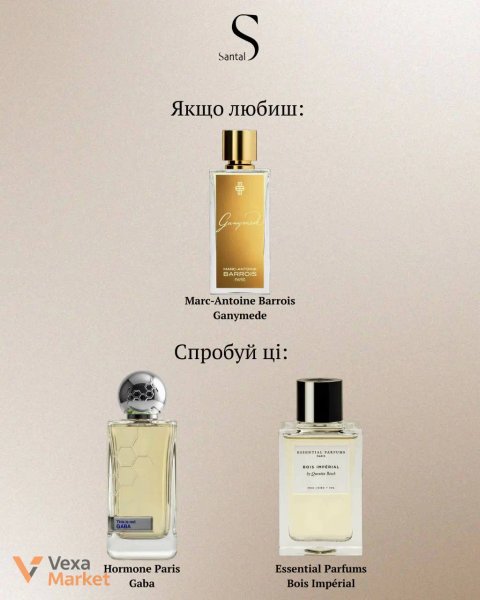 Парфуми Marc-Antoine Barrois Ganymede, Hormone Paris Gaba, Essential Parfums Bois Impèrial на розпив