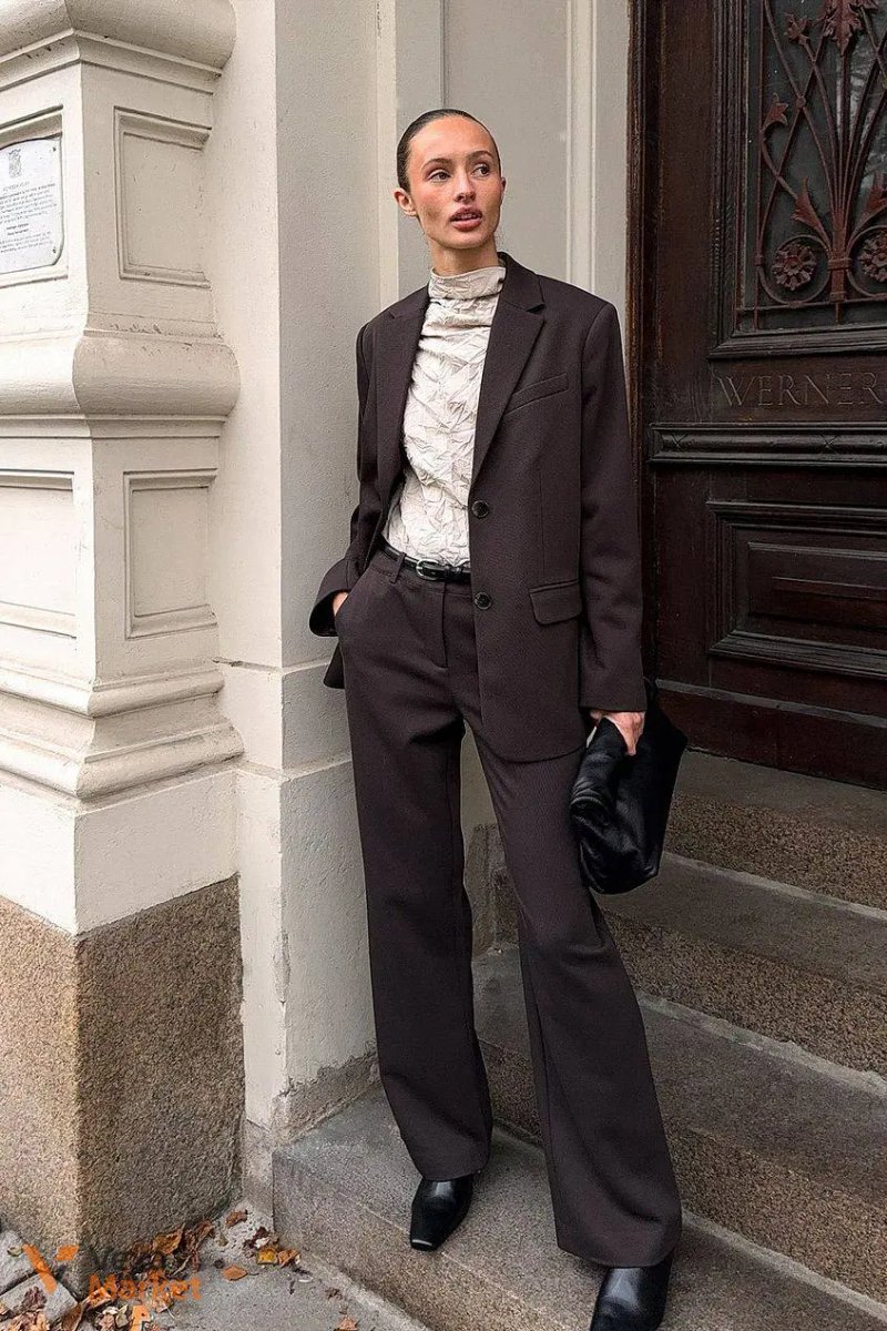 Піджак NA-KD Oversized Twill Blazer Коричневий — фото 2