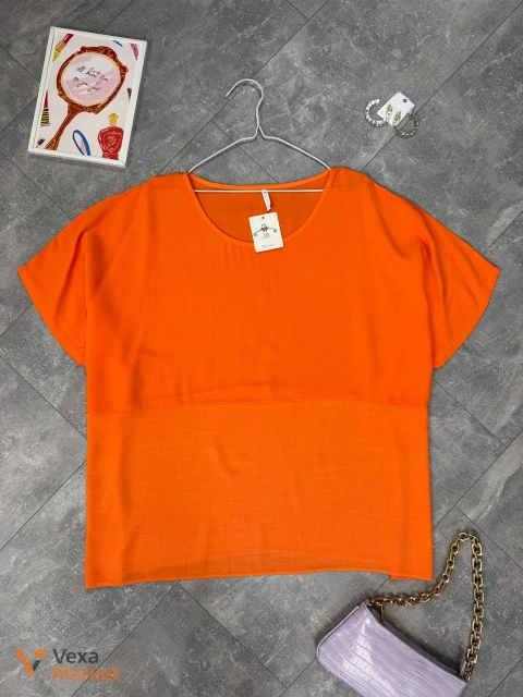Помаранчева блуза оверсайз J B з віскози, EUR XL / НАШ 56-60