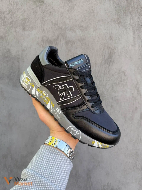 Premiata Lander Black/Grey шкіра, текстиль