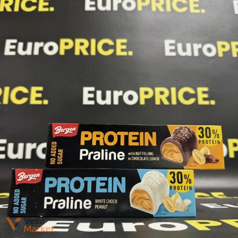 Протеїновий батончик Bergen Protein Praline з горіховою начинкою в шоколадній глазурі