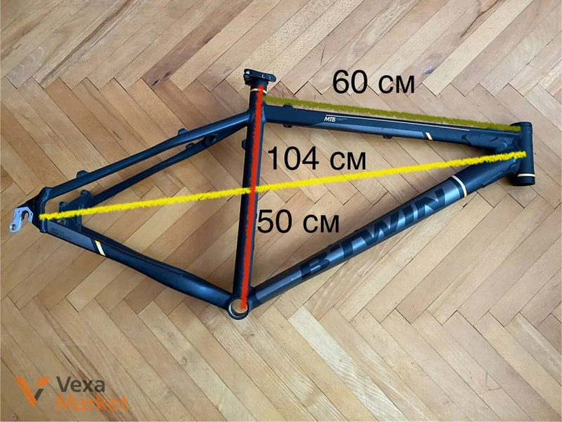 Рама BTWIN Rockrider 540, L, 26", Рульовий стакан 1/1.8, Каретка 68 мм — фото 6