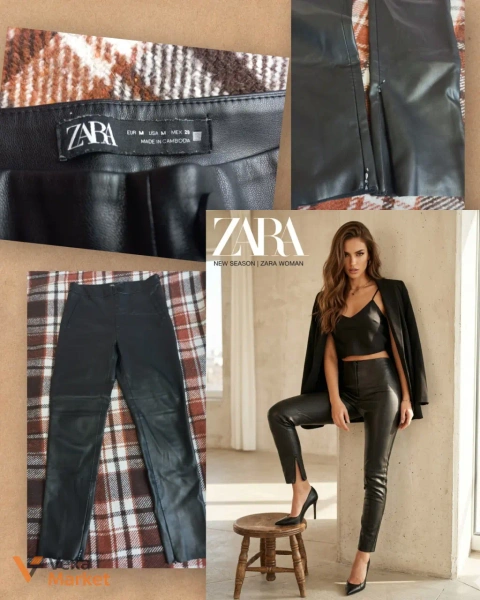 Шкіряні штани ZARA (екошкіра) EUR M