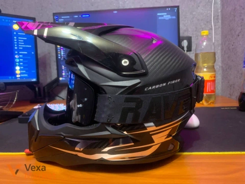 Шлем Acerbis X-CARBON, очки Raven Edge Magnetic, размер M