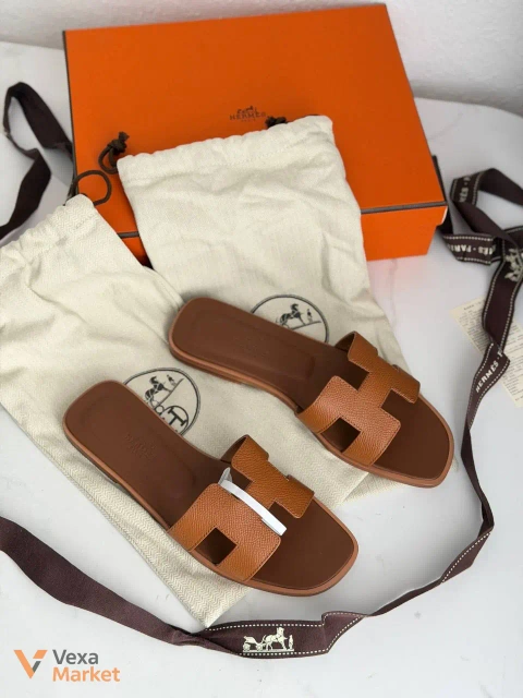 Шльопанці Hermes Oran натуральна шкіра 1:1 розмір 37