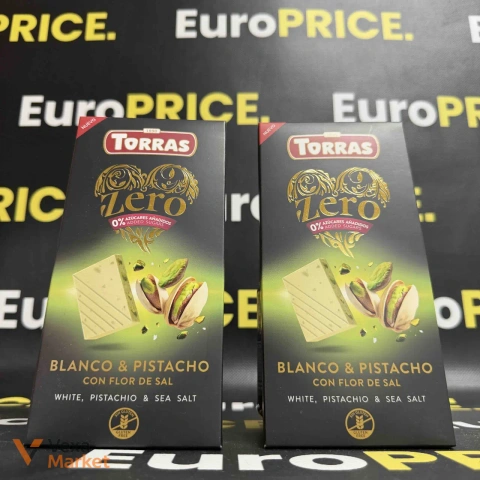 Шоколад Torras Zero білий з фісташкою без цукру 125г