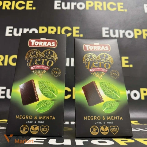 Шоколад Torras Zero Negro & Menta без цукру 125г