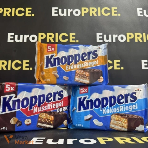 Шоколадний батончик Knoppers Арахіс, Кокос, Фундук 200г